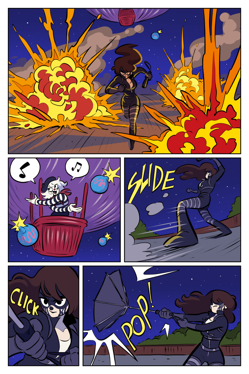 You can decide for yourself what song Echo is singing, but she's definitely adjusting the lyrics to make it about throwing bombs